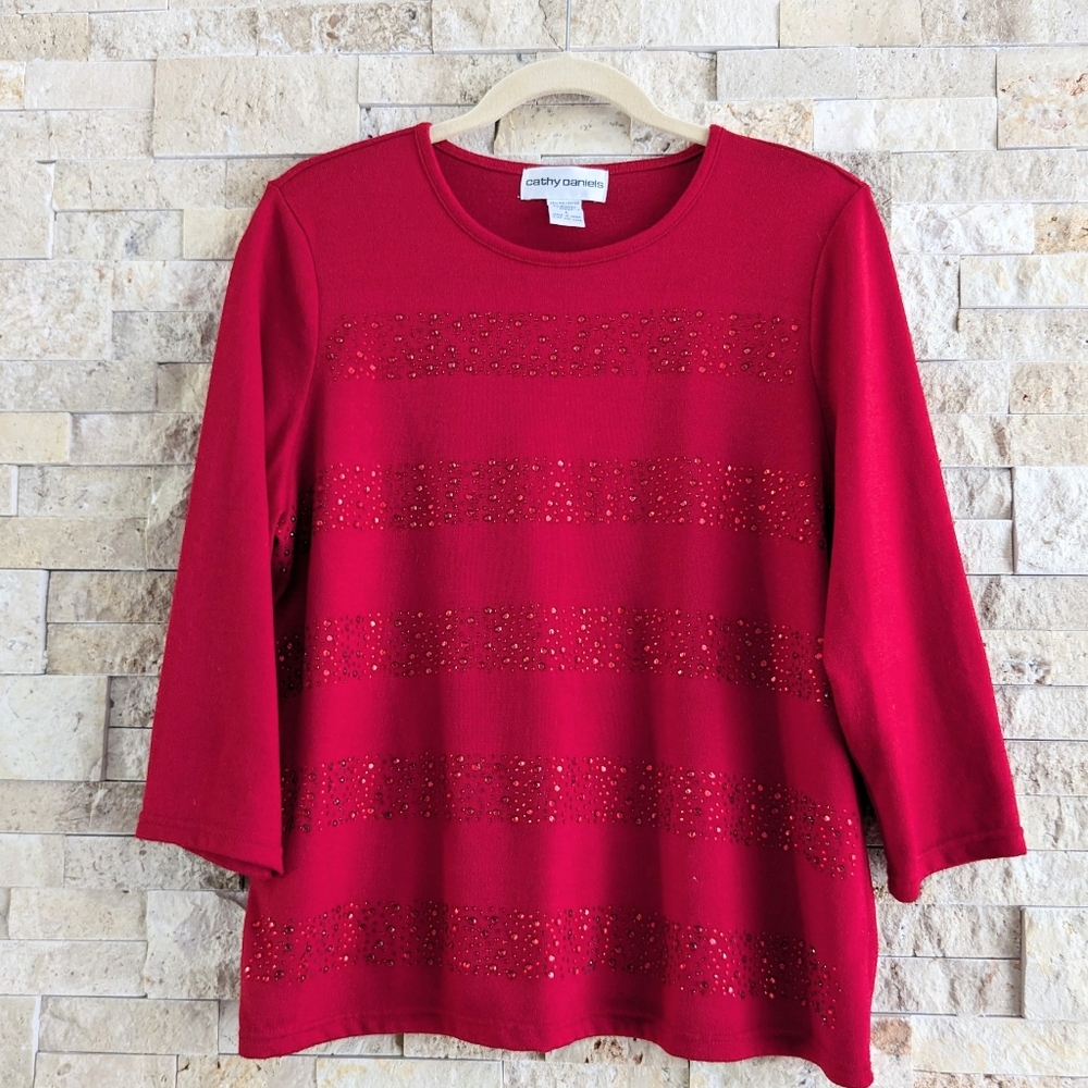 Cathy Daniels bejeweled sweater L
